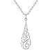 RSJewel Rattan & Raindrop Design Sterling Silver Filigree Pendant With Length Adjustable Diamond Cut Anchor Chain Necklace