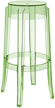 Kartell Set 2 Charles Ghost transparent green stool H.75 cm