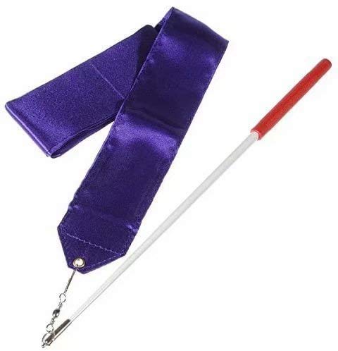 HOMEBT 2M Pieces Dance Ribbons Streamers Rhythmic Gymnastics Ribbon Wands for Kids Artistic Dancing, Baton Twirling Purple