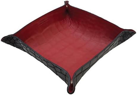 Deep Croco Leather Valet with Contrast Bright Smooth Leather - Black/Red - 6" x 6" (Snapped)