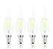 Lamsky E14 European Base LED Filament Candle Light Bulb,4W 6000K Daylight 400LM,C35 Bent Tip Flame Shape,40W Incandescent Equivalent,Non-dimmable,4 Pack