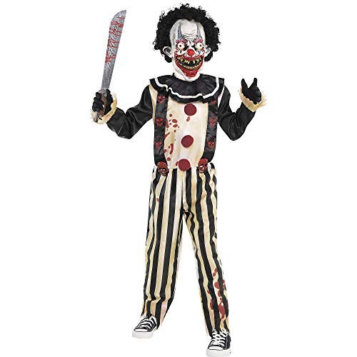Suit Yourself Slasher Clown Costume for Boys, Size Small, Includes a Creepy Jumpsuit, a Mask with Hair, and a Collar