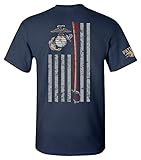 Patriot Apparel Thin Line USMC Marine Corps T-Shirt Tee (Large, Navy)