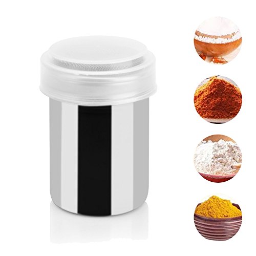 LUCKSTAR Stainless Steel Coffee Shaker - Cocoa Powder Shaker with Fine-mesh Lid & Translucent ABS Plastic Cover for Baking & Cooking At Home / Coffee House / Restaurant / Bar (One)