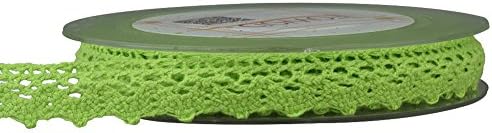 Fowod 2 Roll Cotton Lace Wedding Trim Ribbon Craft Crochet Durable Lace Trim Decoration,10.9 Yard/32.8 Feet (17mm, Green)