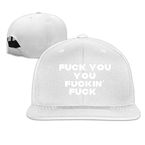 Runy Custom Fuck You You Fucking Fuck Adjustable Baseball Hat & Cap White