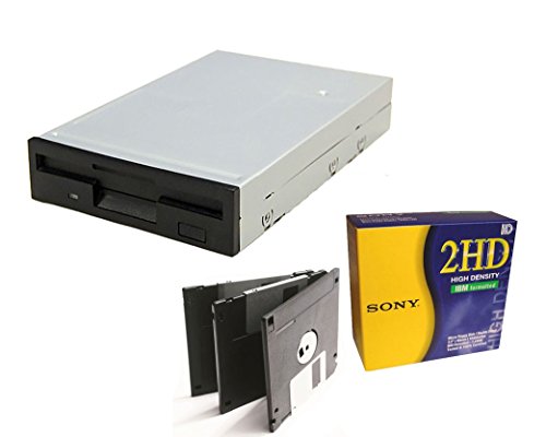 floppy Disk Drive Black bundle with Sony micro 3.5" Diskettes (10 _ pack)