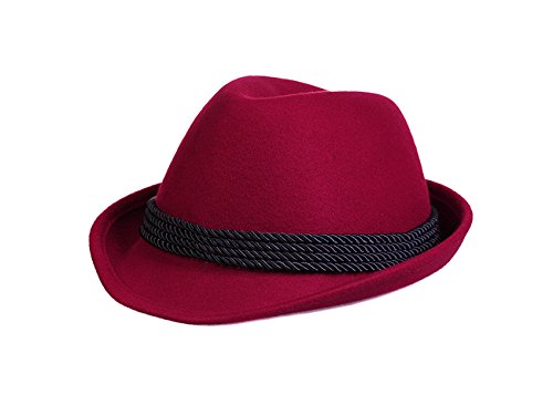 Alpine Holiday Oktoberfest Wool Bavarian Fedora Hat - Red - Size Medium (7 to 7 1/8)