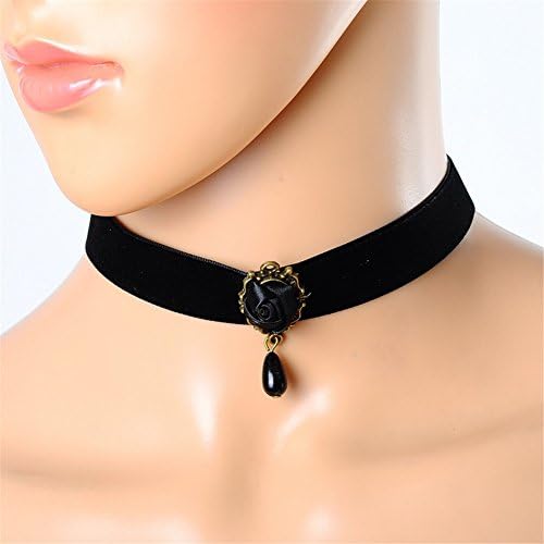 ZARABE Gothic Collar Necklace Black Flower Noble Chain Women Exaggerating Jewelry