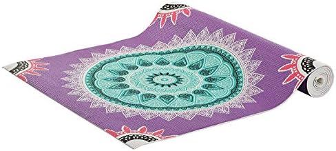 HOMEWARDS Purple Printed Indian Ethnic Design Yoga mat (5mm) for asana - 173cm x 61cm Along with Yoga Mat Bag with Strap (Purple)