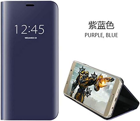 FullProtecter LG V30 Case, [360 Degree Full Body protection ] Flip Case Mirror Clear View Cover Shell Skin with Screen Protector Tempered Glass For LG V30 - Purple