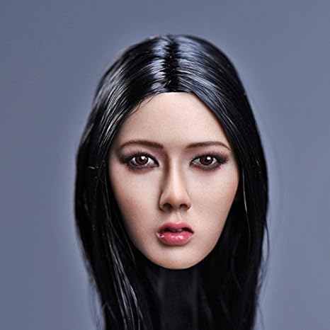 Amazon 1 6 フィギュア 用 アクセサリー フィメール アジアン美人 ブラックロングヘア 秀 Aタイプ ヘッド ドールメイキング 通販