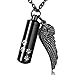 XIUDA Cylinder Cremation Necklace for Ashes Dog Paw with Angel Wing Charm Pendant Urn Necklace for Ashes (Middle)