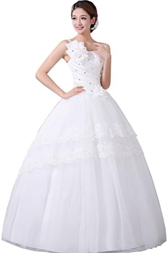 Peapock Princess One-Shoulder Ball Gown Bridal Dress With Flower Crystal