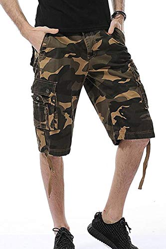 HHGKED Men's Twill Cargo Shorts (Khaki camo, 30)
