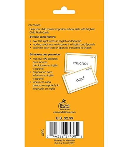 Simple Spanish Words Sight Words Carson Dellosa Bilingual Spanish