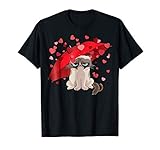 Grumpy Cat Raining Hearts Valentine's Day Graphic T-Shirt
