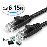 Cat6 Ethernet Cable 15ft Black with 5 pcs Cable Clips,Internet Network Cable-XINCA Ethernet Patch Cable With Snagless Rj45 Connectors - 15 feet Black(4.6 Meters)