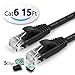 Cat6 Ethernet Cable 15ft Black with 5 pcs Cable Clips,Internet Network Cable-XINCA Ethernet Patch Cable with Snagless Rj45 Connectors - 15 feet Black(4.6 Meters)