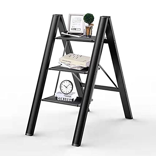 3 Step Ladder, Folding Step Stool with AntiSlip Sturdy and Wide Pedal , MultiUse Lightweight
