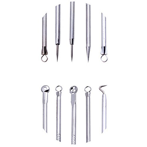 5pcs/Set Face Skin Care Stainless Steel Blackhead Blemish Acne Pimple Extractor Remover Kit Tool Cleanser Beauty - Thumbnail 3