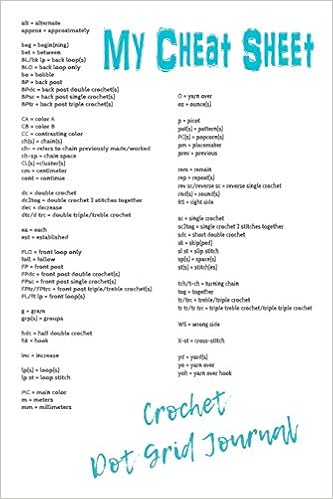 Images My Cheat Sheet Crochet Dot Grid Journal Stitch Abbreviations dernière
