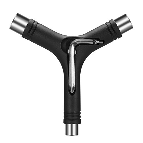Zeato All-In-One Skate Tools Multi-function Portable Skateboard Y Tool Accessory with Y-type Allen Key and L-type Phillips Head Wrench Screwdriver - Black
