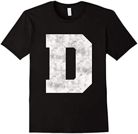 Men's Big Distressed Capital Letter "D" Alphabet Initials T-shirt Large Black