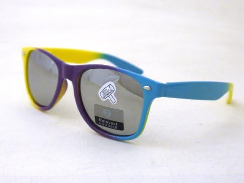 Relevant Wayfarer Reflective Mirrored Revo Lens Neon Color 2 Tone Frame Sunglasses Spring Temple