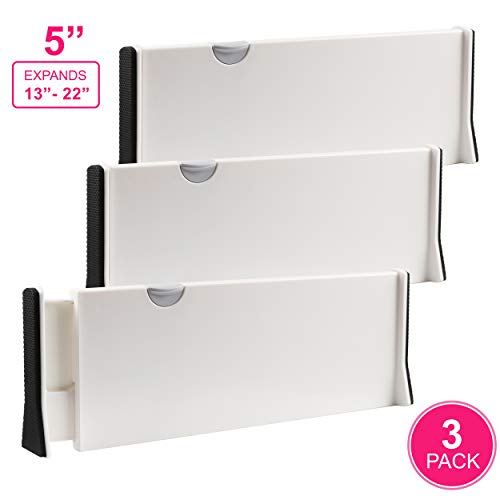 3 Pack Deep Drawer Dividers 5 Inch High, Expandable 5" Tall, 13"22