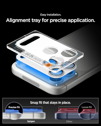 Spigen GLAStR EZ-Fit Optik Pro XL for iPhone 17 Pro MAX Camera Lens Protector [1 Pack] - Silver | Silver, 9H hardness, tempered glass, individual lens protection, precise lens cutouts, flash safe, crystal clear