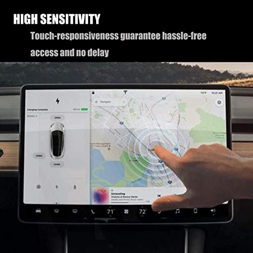 Tesla Model 3 Model Y Screen Protector, AntiGlare AntiFingerprints HD Tempered Glass Screen