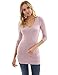 PattyBoutik Women V Neck Ribbed Tunic Knit Top (Pink Medium)