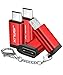 JSAUX USB C to Micro USB Adapter, 4 Pack - Type C Female to Micro USB Male Charger Connector - Supports Charge & Sync - Compatible with Samsung, LG, Nexus & More - Red