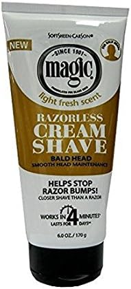 Magic Razorless Cream Shave Bald Head 6 Ounce Tube (177Ml) (3 Pack)
