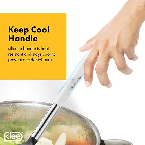 Klee 7-Piece Nonstick Nylon Kitchen Utensil Set, Marble and Black