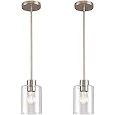 Brushed Nickel Pendant Lights,Modern Farmhouse Pendant Light,Light Fixture Kitchen Pendant Mini Hanging Light for Sink Island