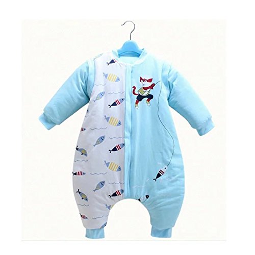 Soft Infant Baby Sleeping Bags M/31.5In Newborn Sleepwear Baby Nursery Swaddle Wrap Blanket Sleeping Bag,Fall Winter Sleeping Bag with Removable Sleeve Feet,Perfect for 0-1 Years Old Baby(Bule)