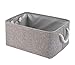Collapsible Storage Basket Bins, Decorative Foldable Rectangular Linen Fabric Storage Box Cubes Containers with Handles- Large Organizer For Nursery Toys,Kids Room,Towels,Clothes, Grey 16Lx12Wx7.9H