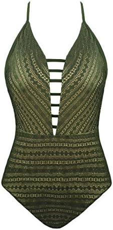 Babequeen Monokini Swimsuits For Women Sexy Bathing Suits One Piece Cross Swimwear Army Green 2XL
