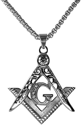 Men Stainless Steel Freemasonry Masonic Mason Pendant Necklace 19.68" 23.6" 27.55" 31.5" N242