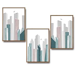 3 Piece Framed Canvas Wall Art for Living Room, Bedroom Buildings Theme Canvas Prints for Home Decoration Ready to Hang - 16"x24"x3 Panels