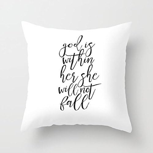 SCRIPTURE SIGN Bible Cover God Is Within her She WIll Not Fall Printable Quotes Scripture Wall Art Cushion Cover Throw Pillow Case 18x18 inch