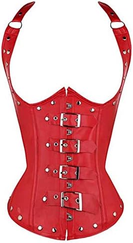 HappyShopDecoration Faux Leather Steampunk Corset Bustier for Women Outwear Underbust