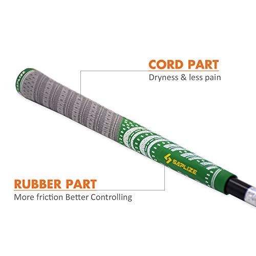 Jaya Golf Grips with Tape, Golf Club Grips, Corded Rubber, Midsize, Green, Set of 13 Grips
