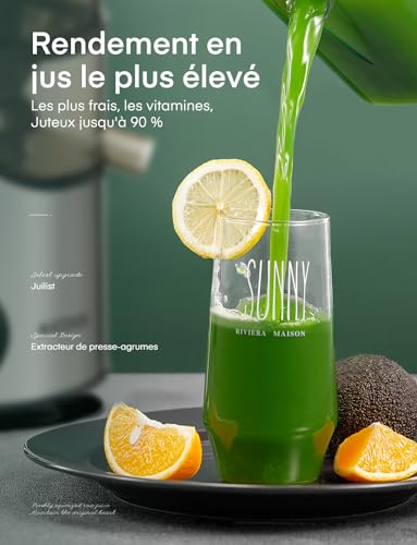 JUILIST Juice Extractor Juicer Juicer for Fruit and Vegetables, 65 mm Feeding Chute 3 Settings with Cleaning Brush, Easy to Clean, BPA Free