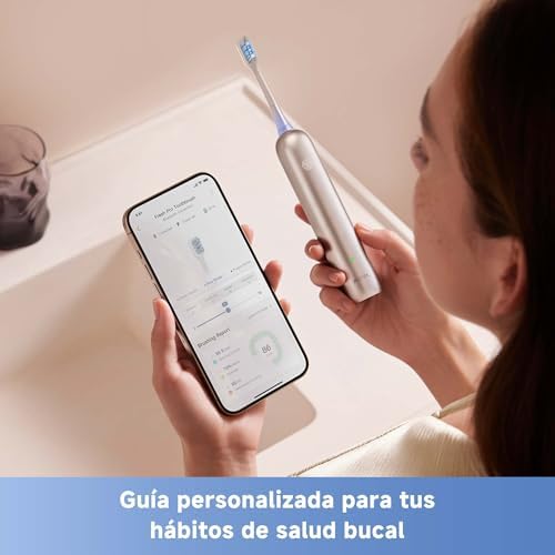 Fresh Pro 3DClean cepillo de dientes con aplicación, Recargable para adultos, 2 cabezales de cepillado 3-en-1 y estuche de viaje, 30 días de duración de la batería, Plateado
