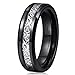 King Will Nature Mens 8mm Black Tungsten Carbide Wedding Ring Inlay Real Wood Brushed Center Flat/Beveled Style