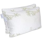 Hotel Comfort Premium Adjustable Memory Foam Pillow Ultra-Soft Bamboo Cover - Queen Size - Set of 2