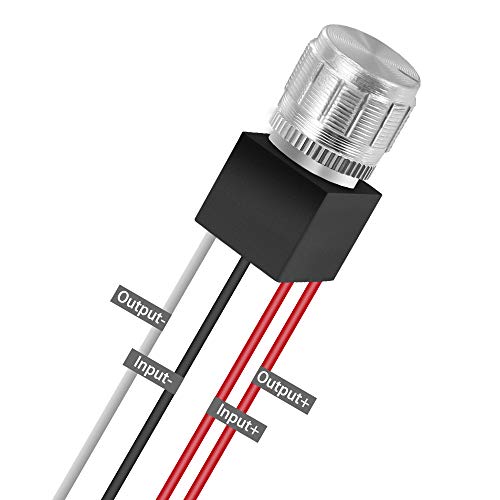 Greenclick 12v Dimmer Switch, DC Dimmer Switch 12 volt Dimmer Switch for LED Lights, RV, Auto, Truck, Marine, and Strip Lighting - LONG SHAFT -Silver